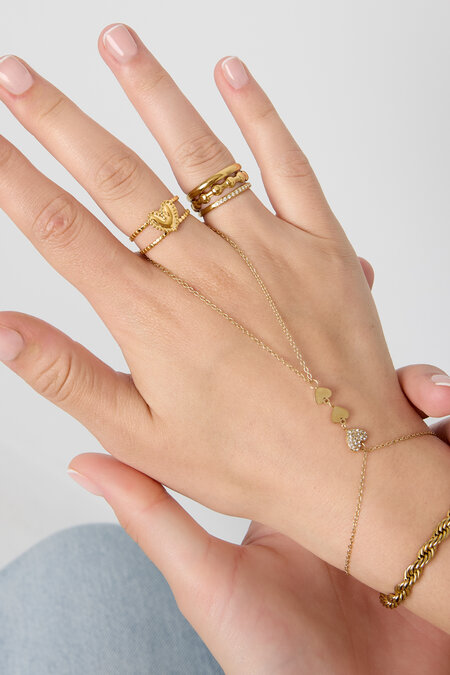 Anillo doble ajustable con corazón