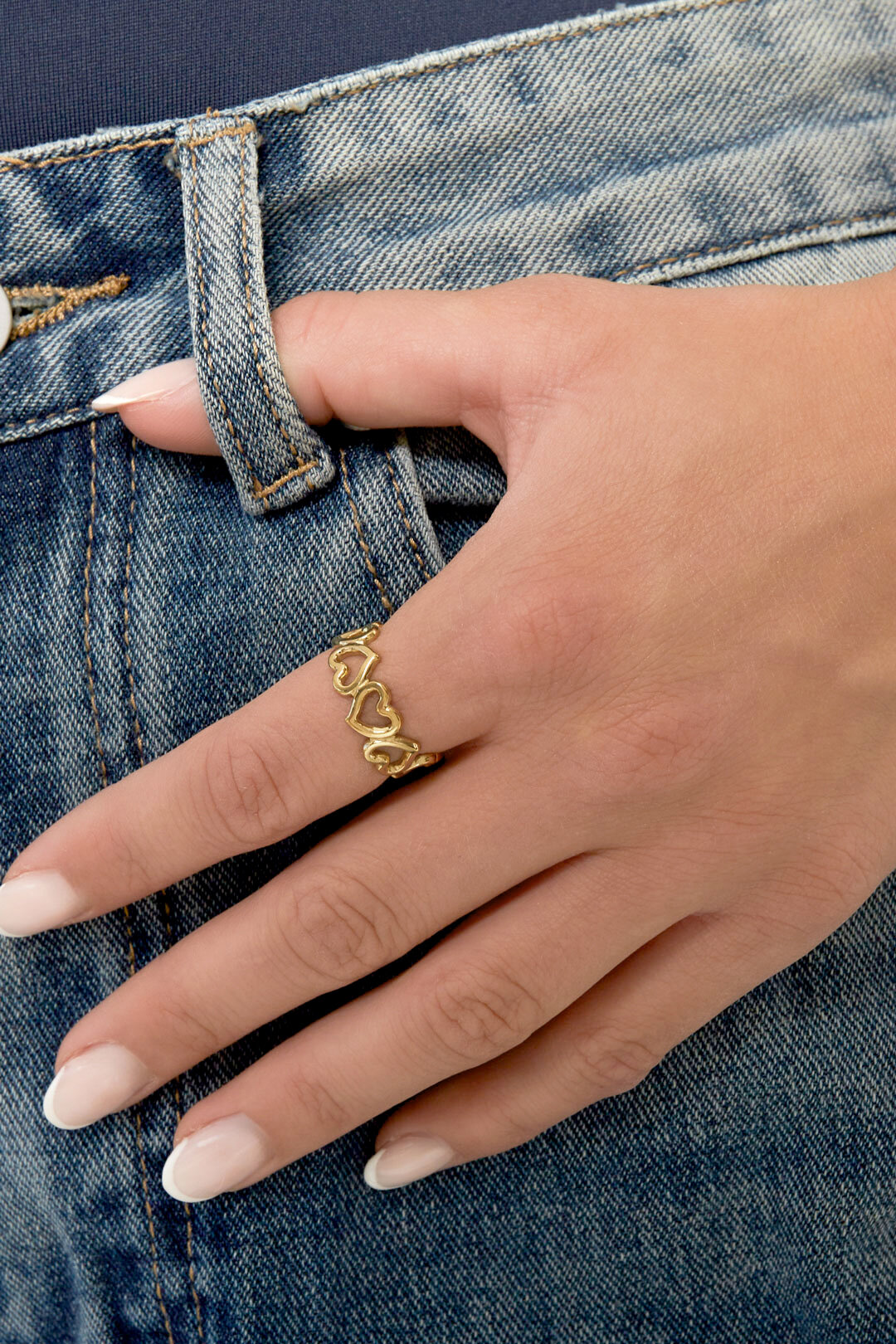 Edelstahl Minimalistische Ringe Herz Casual Täglich Einfache Serie frauen schmuck Bild2