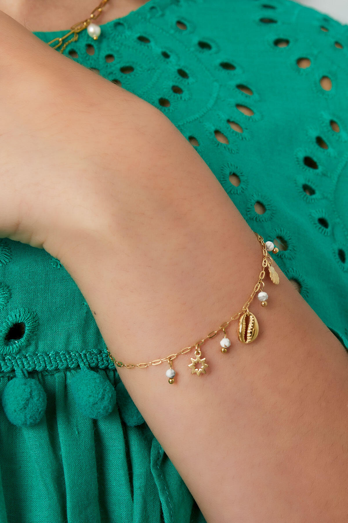 Armbandanhänger und Steine – Goldfarbe - Goldfarbefarbe 2