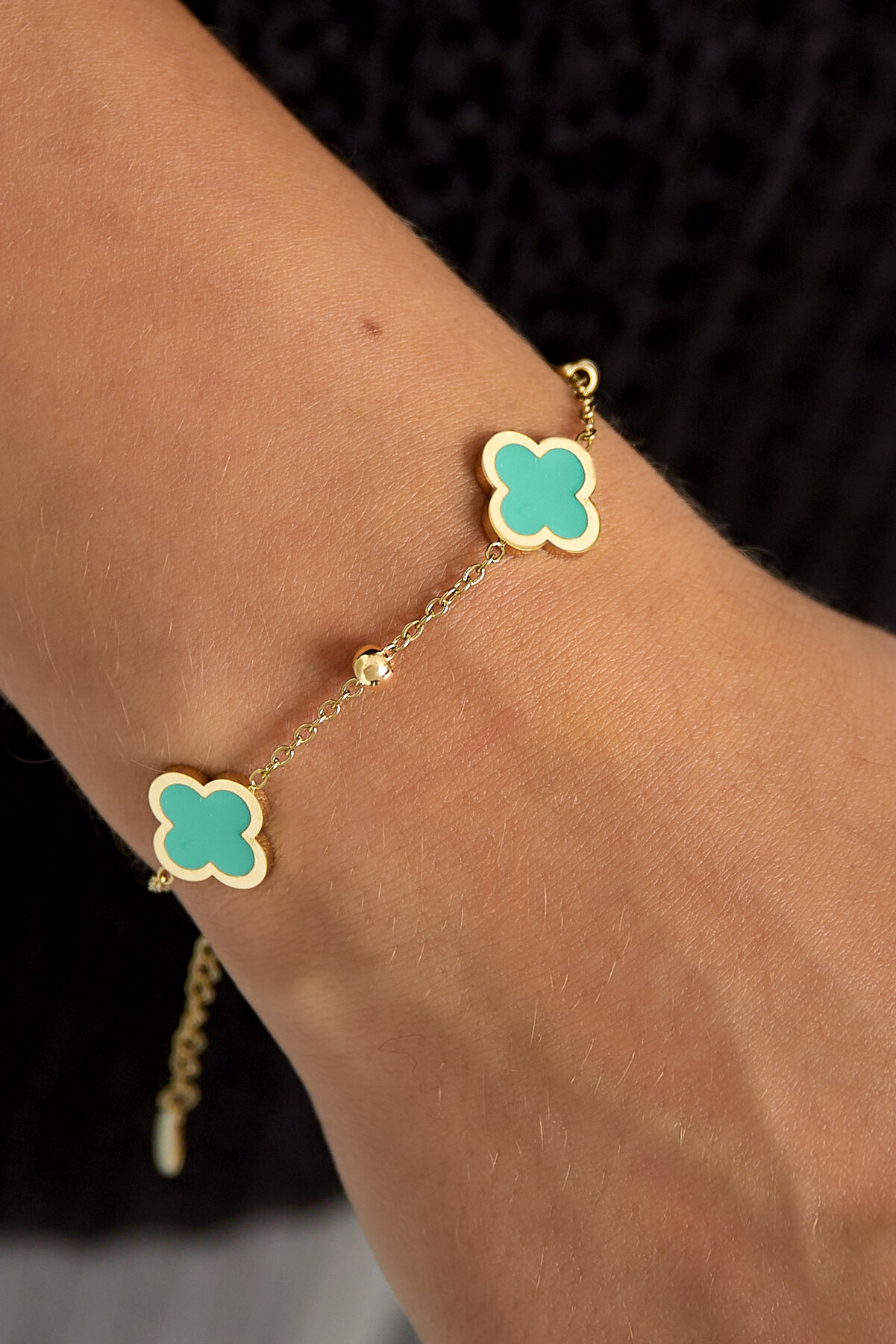 Armband drei Kleeblätter Grün Edelstahl 2
