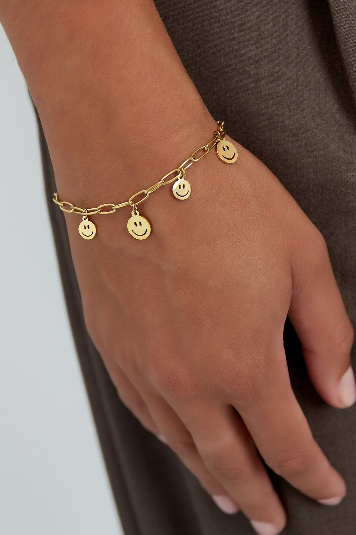 Bracciale con più emoticon Gold Stainless Steel h5 Immagine3