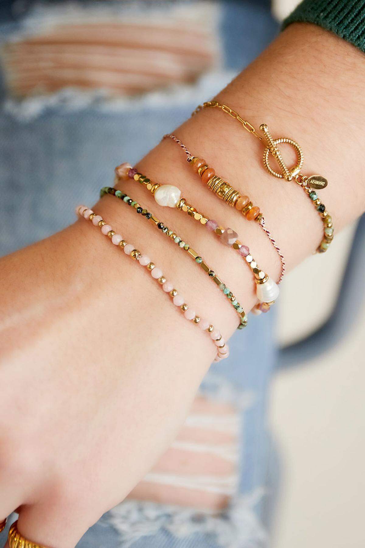 satin bracelet with natural stones green and  h5 Picture4