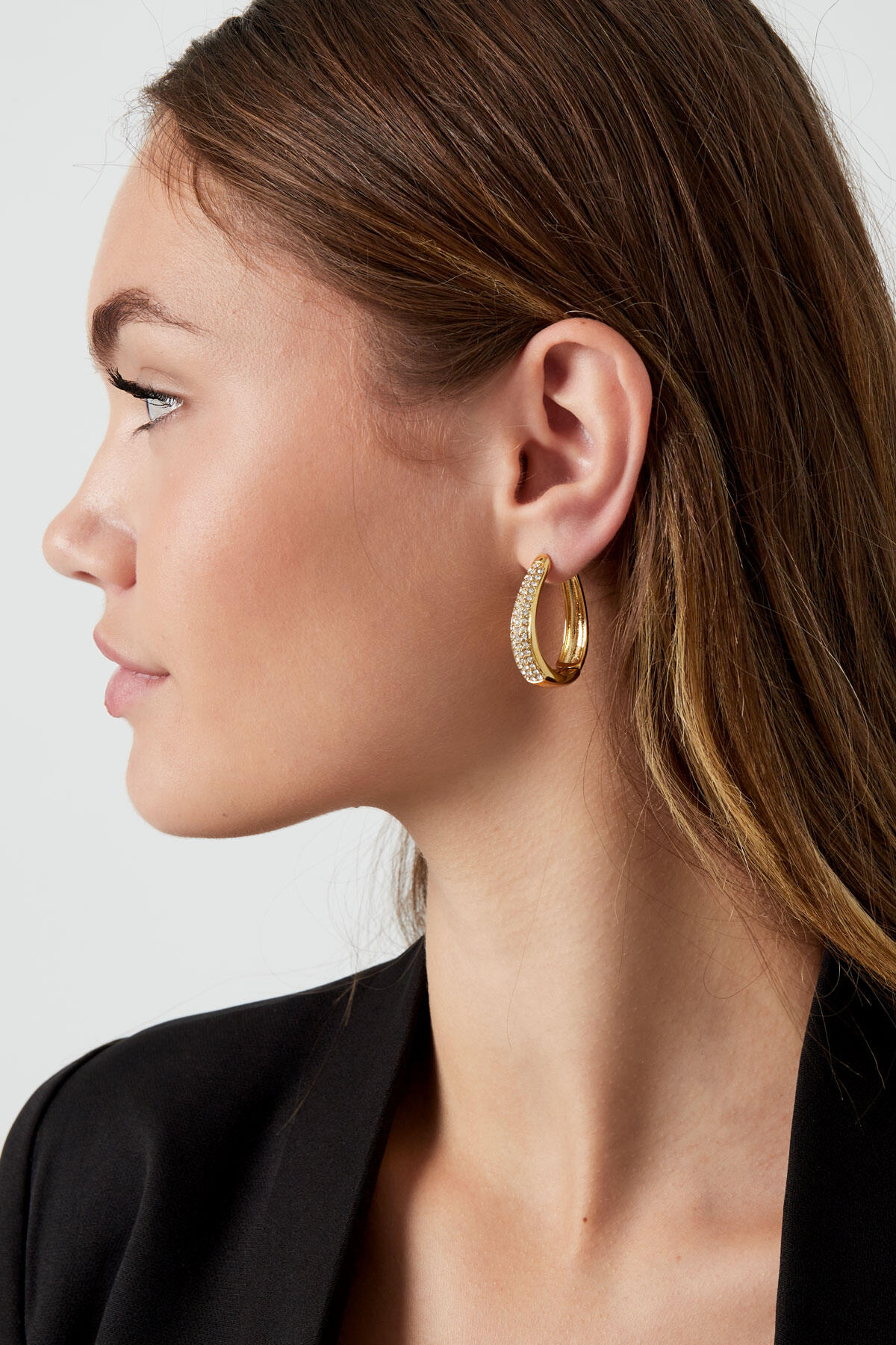 Oorbellen ovaal glam -  Goud kleur Stainless Steel h5 Afbeelding3