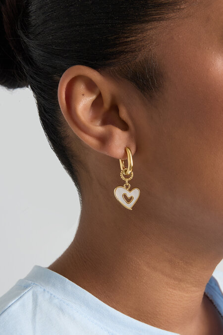 Boucles d'oreilles pendantes en acier inoxydable en forme de cœur, collection décontractée et simple pour femmes