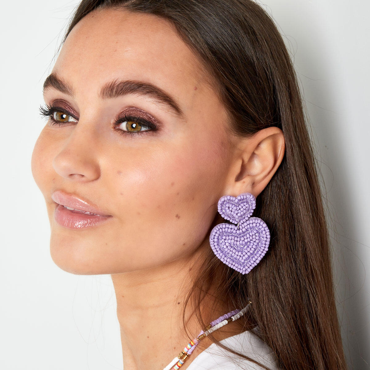 Pendientes corazones grandes Verde Glass Imagen5