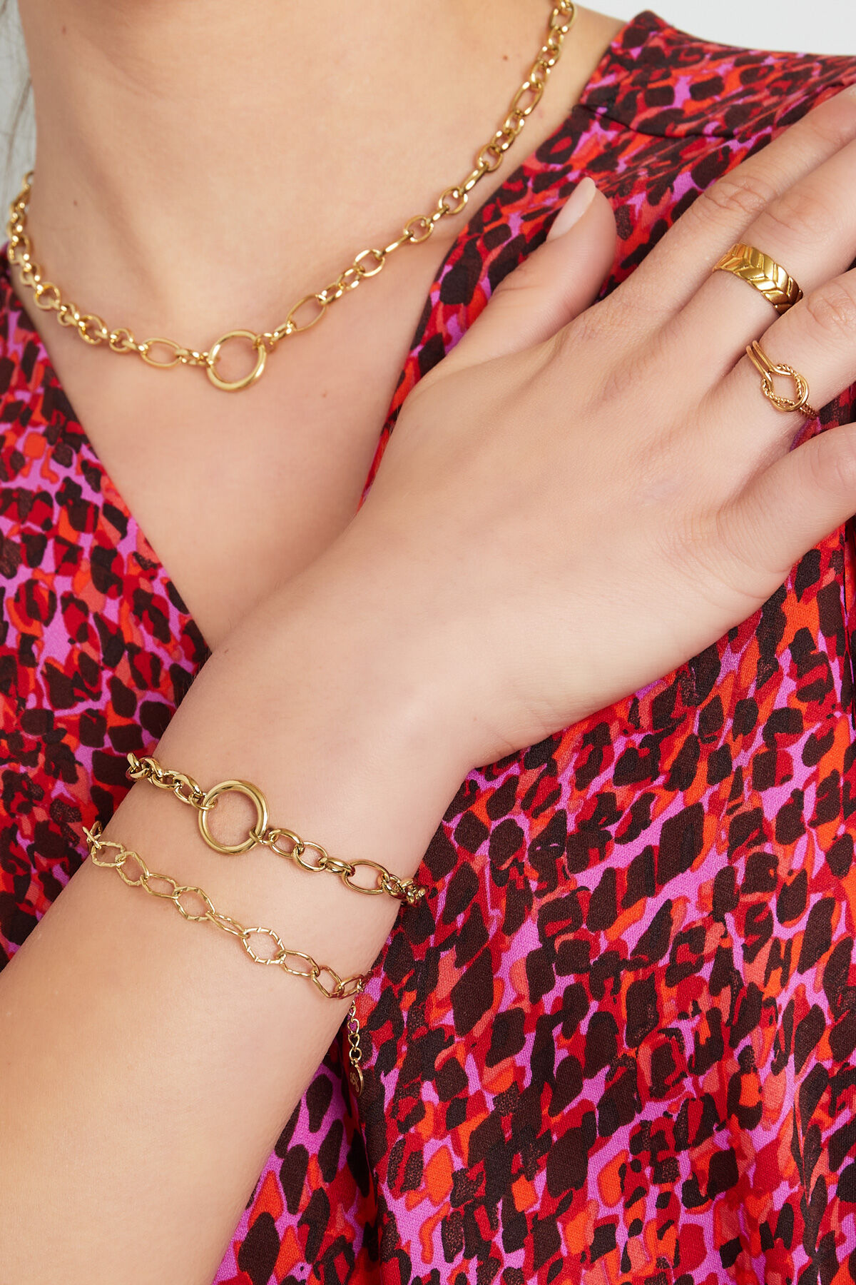 Bracelet round links - silver color Stainless Steel 2