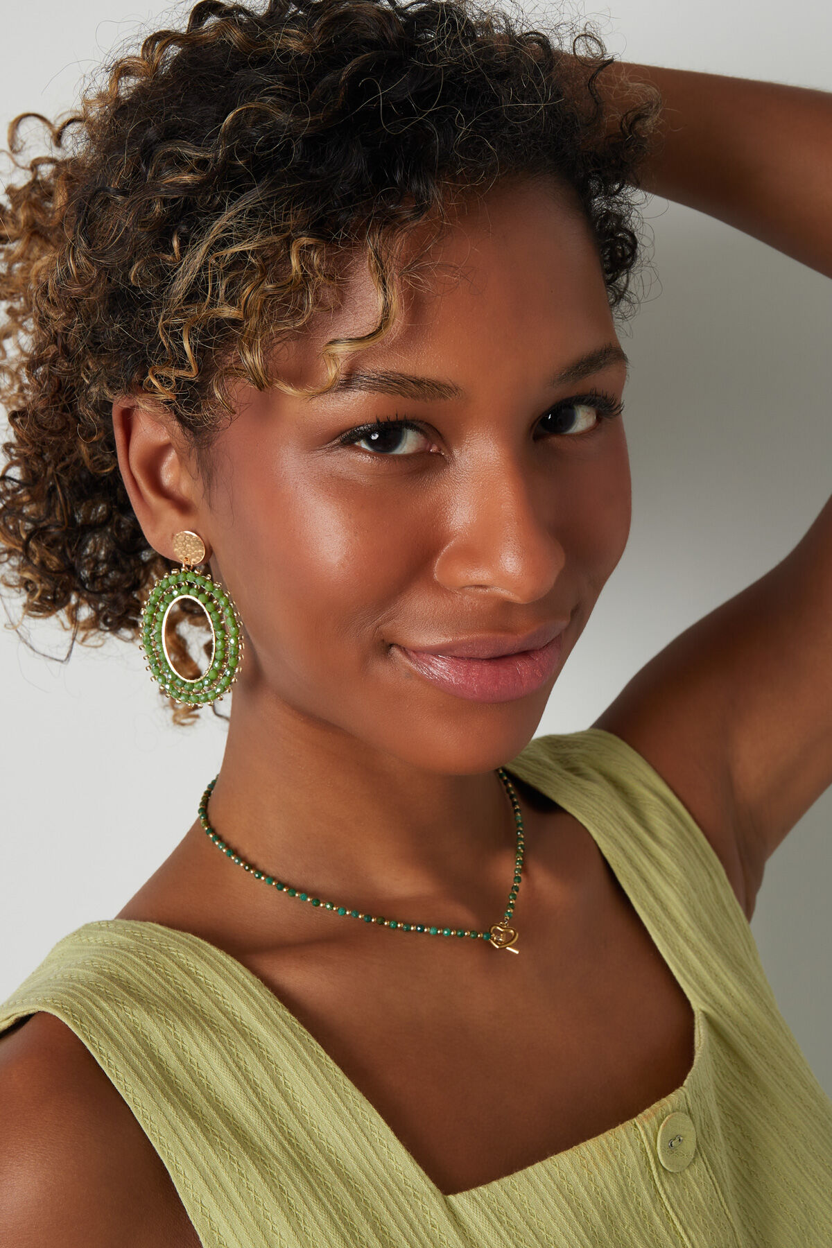 Earrings double beads - white Copper 2