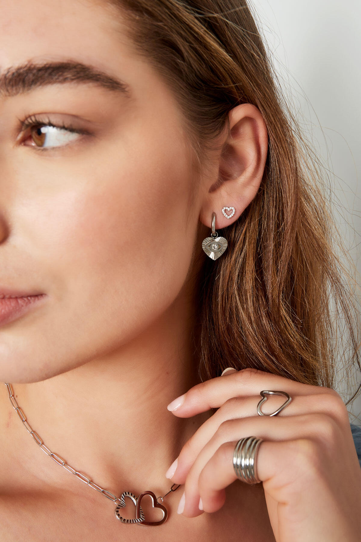 Ear stud heart - Gold Color Copper 2