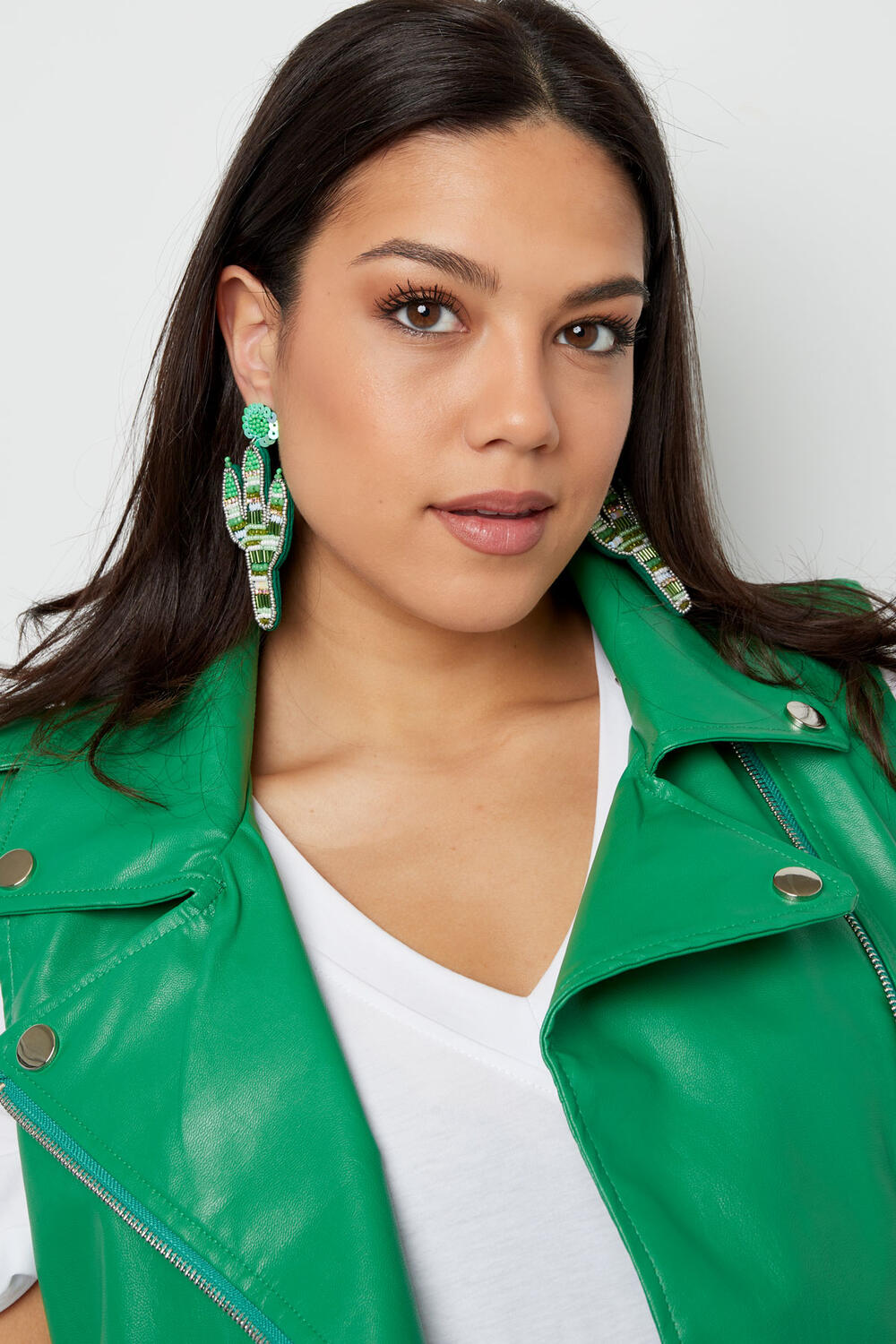 Beaded earrings cactus - green Glass beads h5Picture4