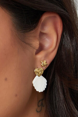 Pendientes concha con corazón - Color dorado Acero inoxidable h5 Imagen3