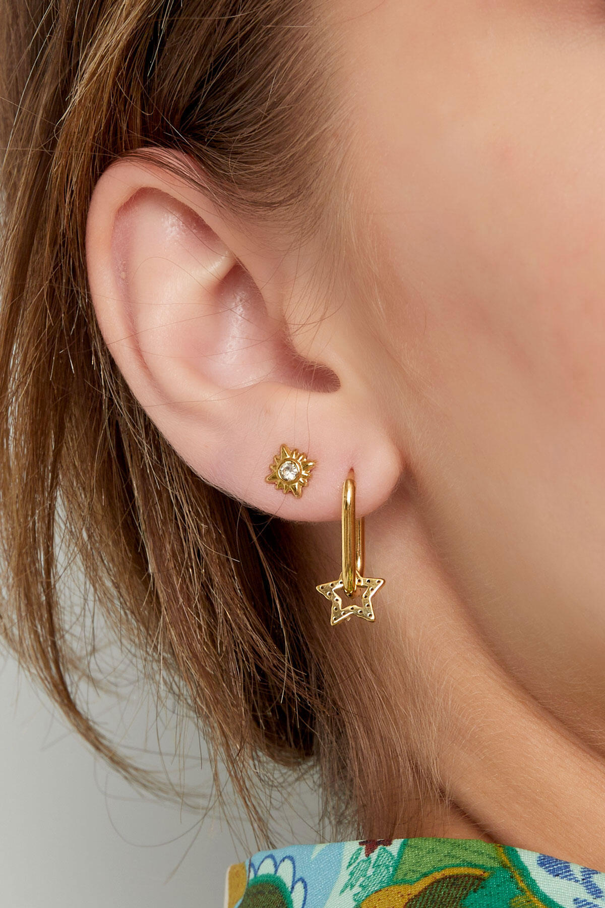 Pendientes alargados con estrella - plata Acero Inoxidable h5 Imagen4