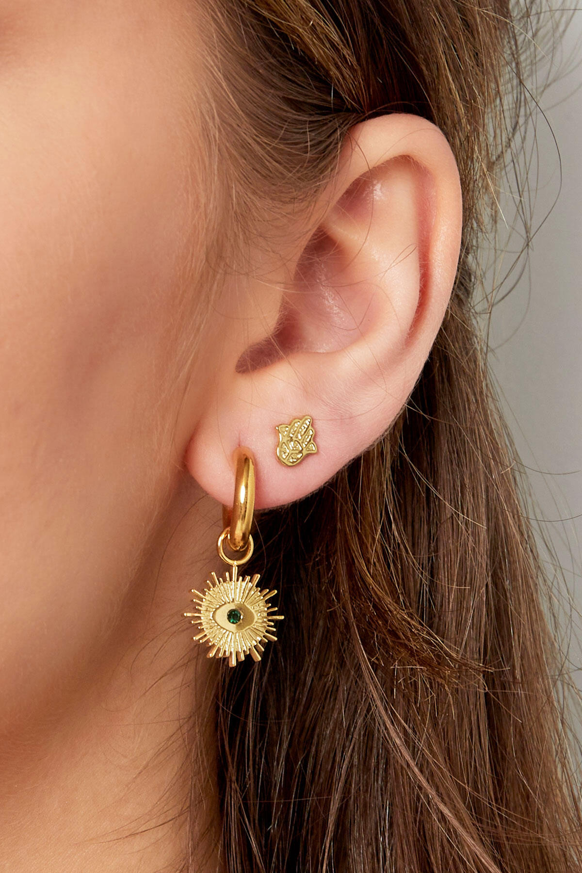 pendientes encanto ojo redondo - acero inoxidable  Imagen2