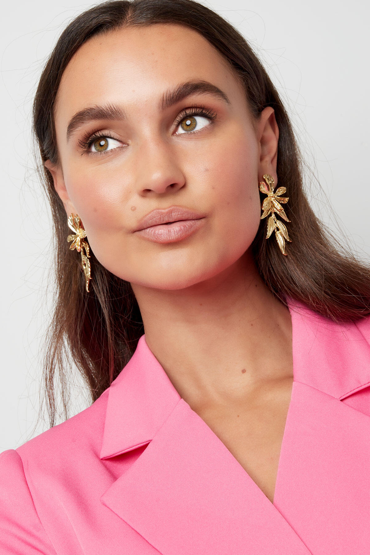 Statement earring studs flower power - Gold Color Alloy 2