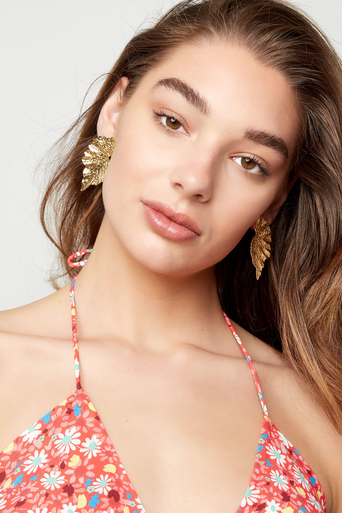 Earrings statement leaves - Gold Color Metal h5 Picture2