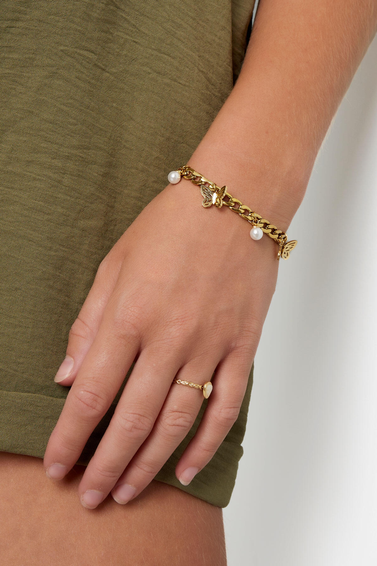 link bracelet butterflies with pearls 2