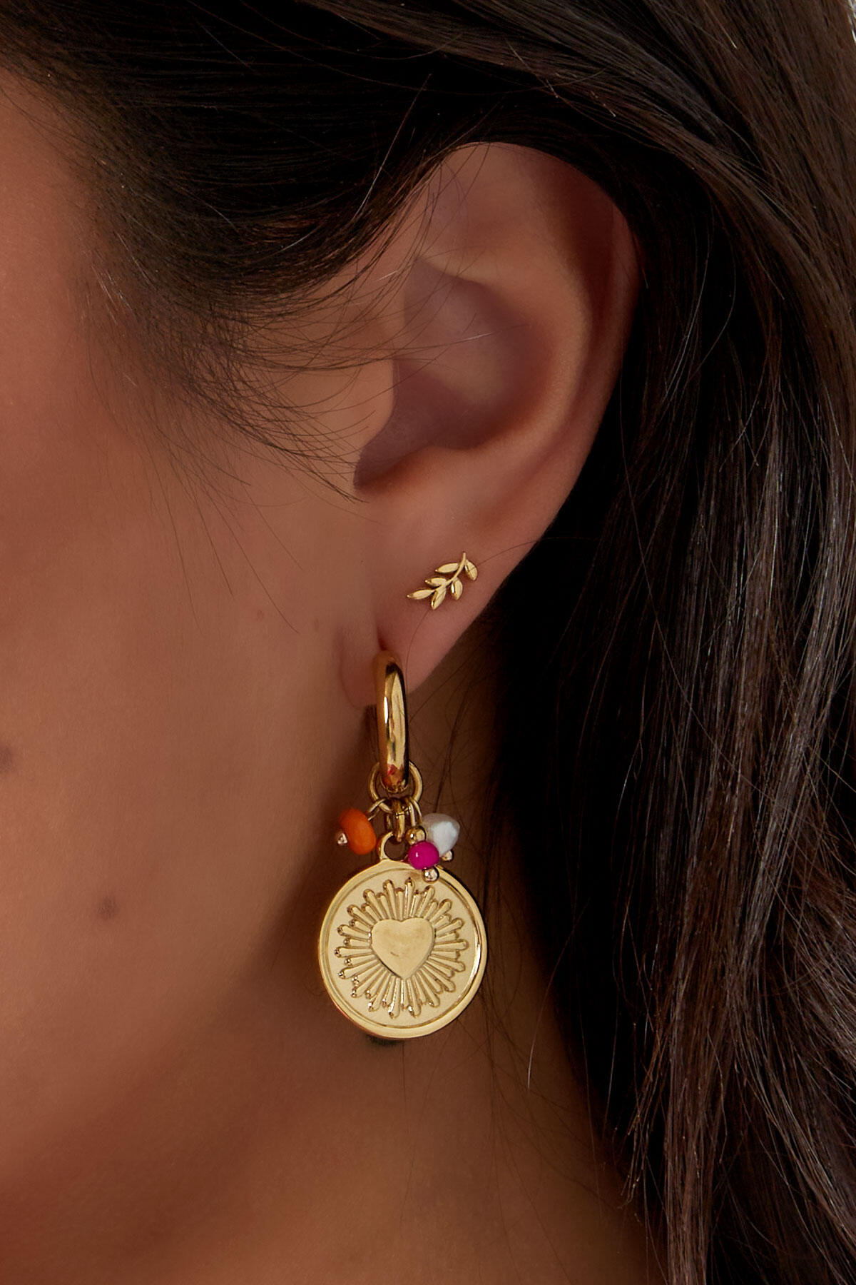 pendientes moneda redonda con decoración h5 Imagen3