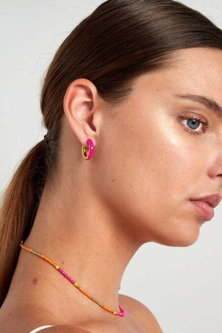 Creoles Colored With Stone - Gold Color/Blue 2