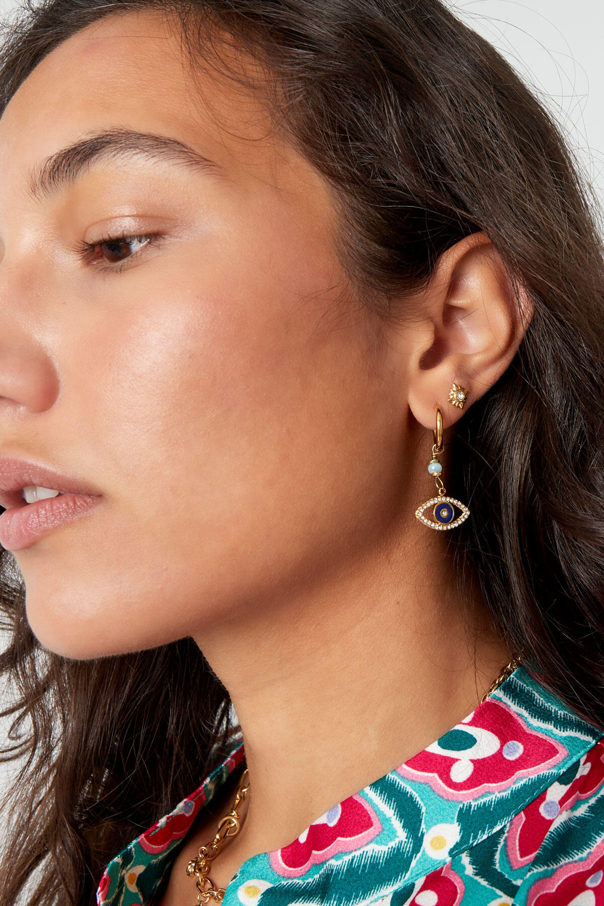 boucles d'oreilles avec pendentif oeil rose h5 Image4