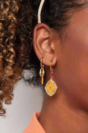 Earrings with colorful coin - Gold color/multi h5 Picture3