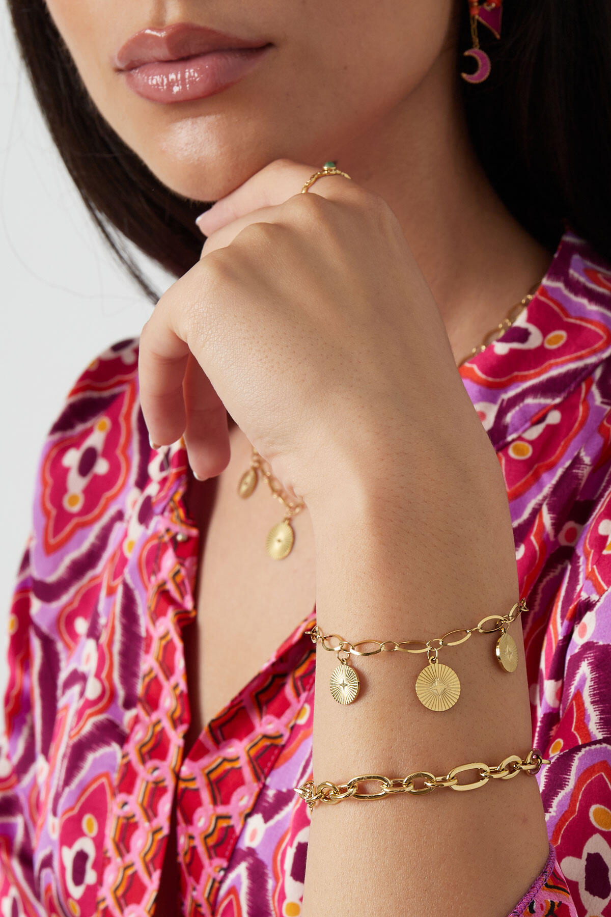 stainless steel 3 coin chain bracelets 2