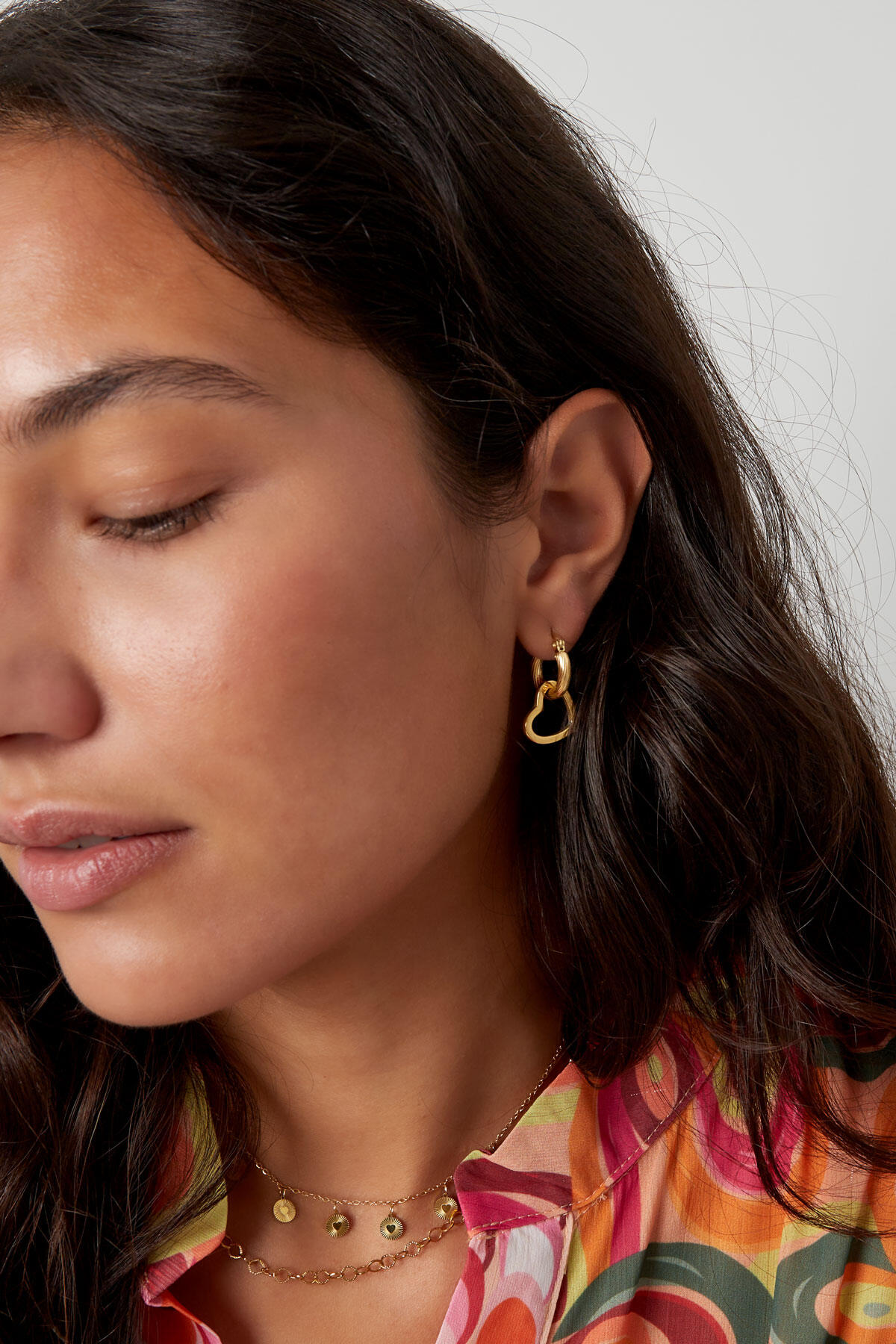 Earrings twisted with heart - Silver Color color 2