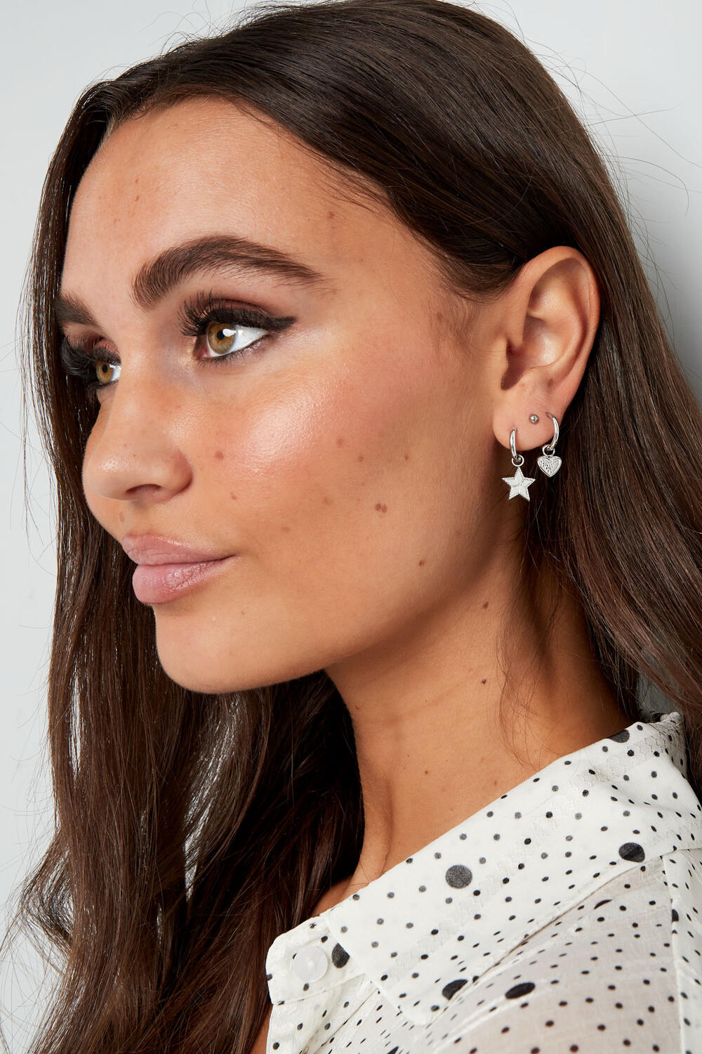 Earrings star with print - Silver Color color h5Picture4