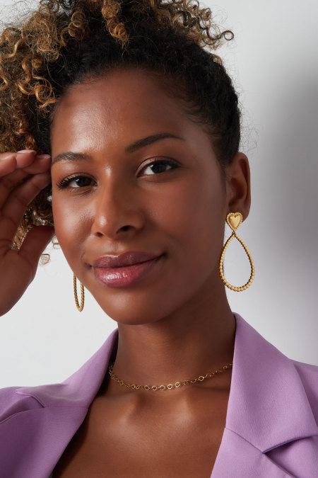 earrings drop with heart 2