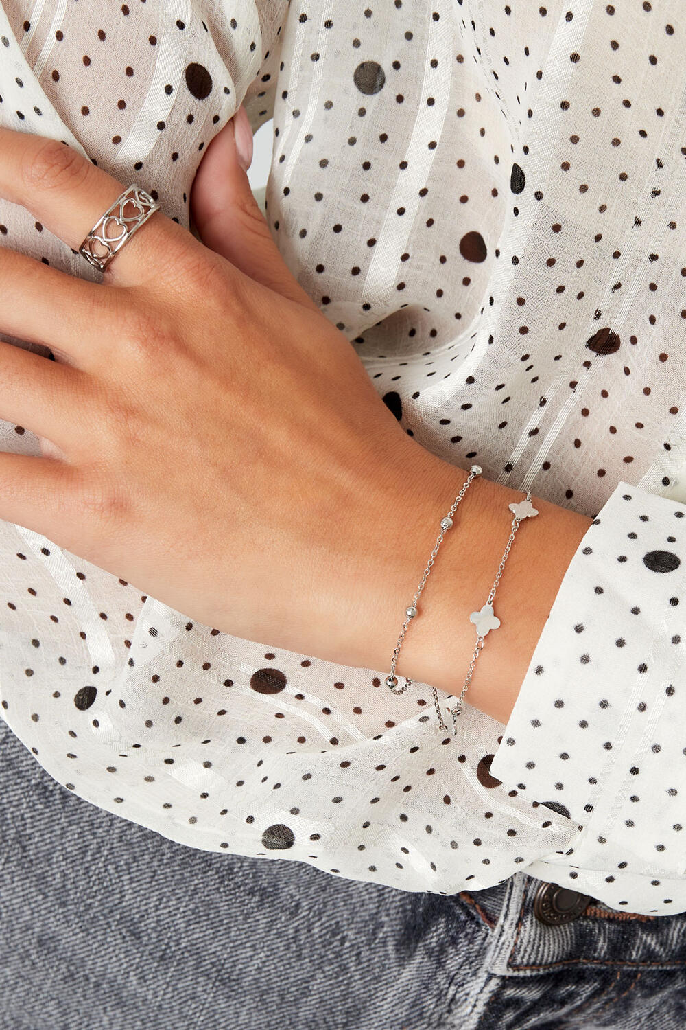 bracciale doppio trifoglio/palline h5Immagine2