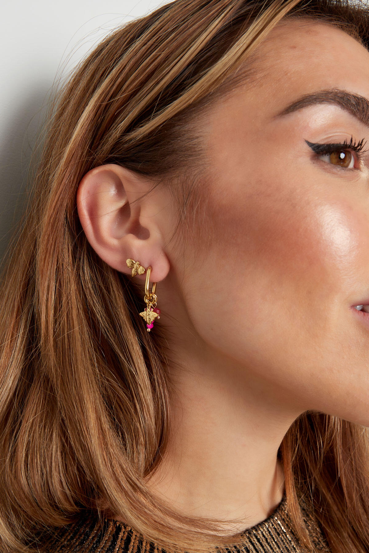 Pendientes con decoración - rojo/Color dorado h5 Imagen4