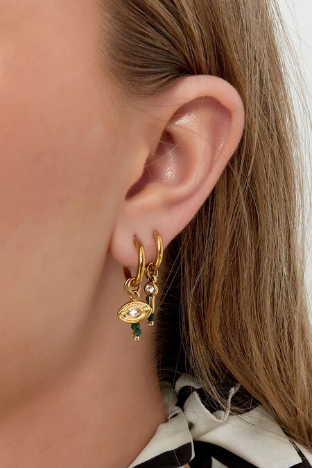 Eye Earrings With Beads - Gold Color/Brown 2