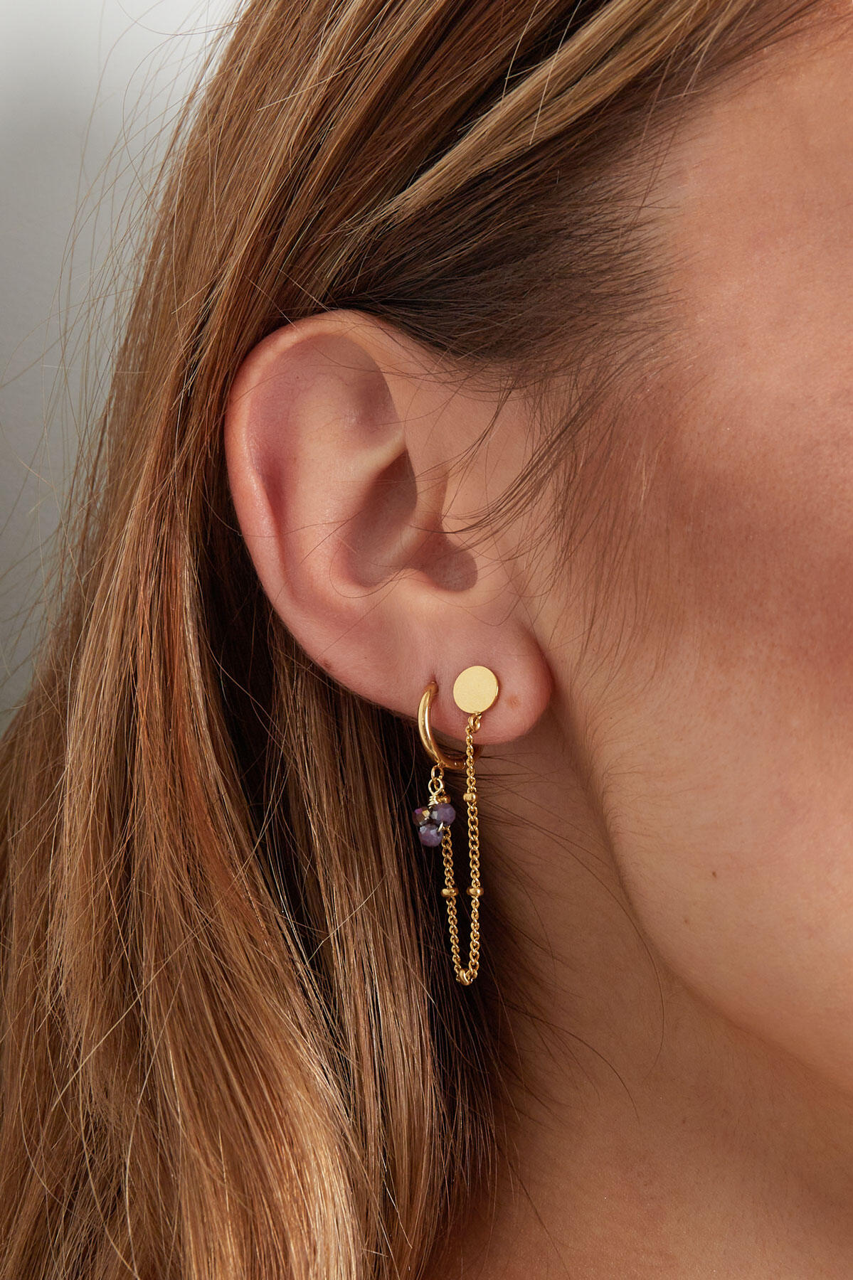 Boucle d'oreille clous perles vertes - doré/vert h5 Image3