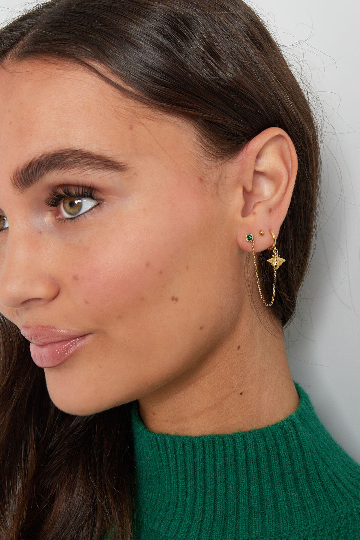 Earrings & stone - Gold color/purple 2