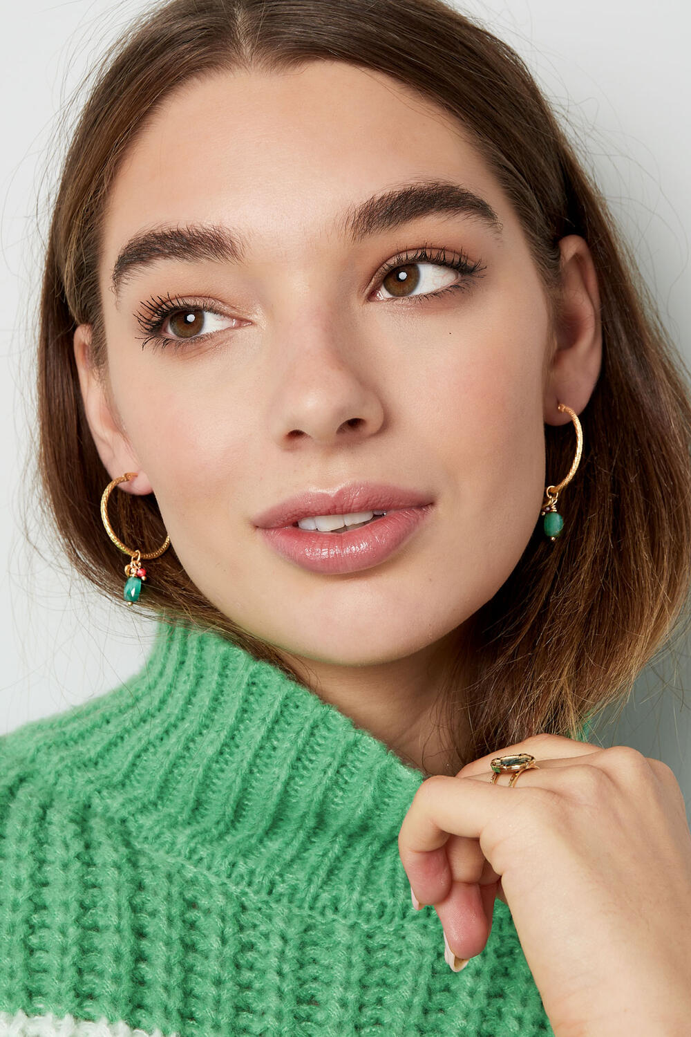Pendientes cuentas fiesta - Color dorado/verde h5Imagen2