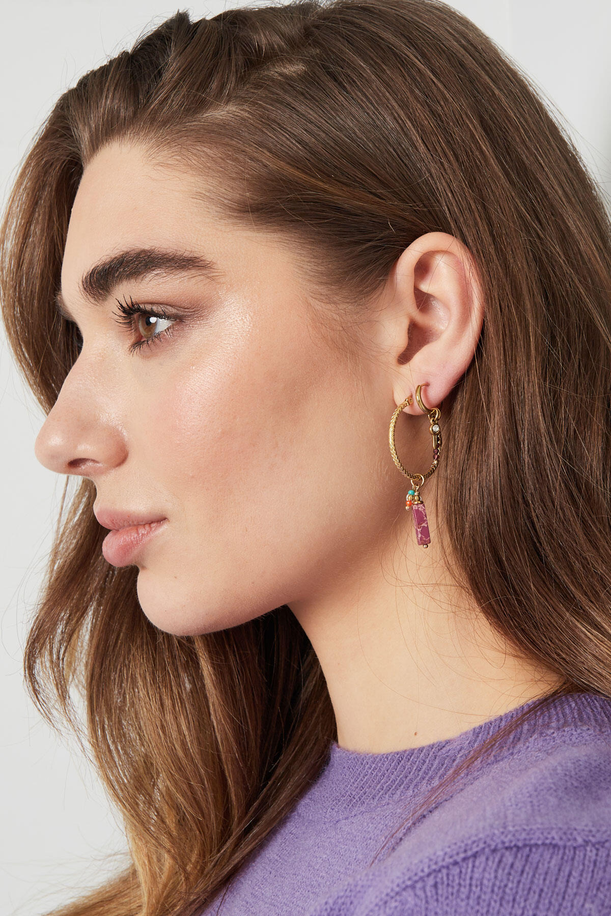 Earrings Charm Party - Gold Color/Pink 2