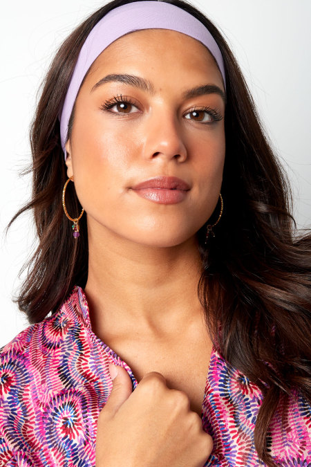 Earrings colorful stones - Gold color/purple 2