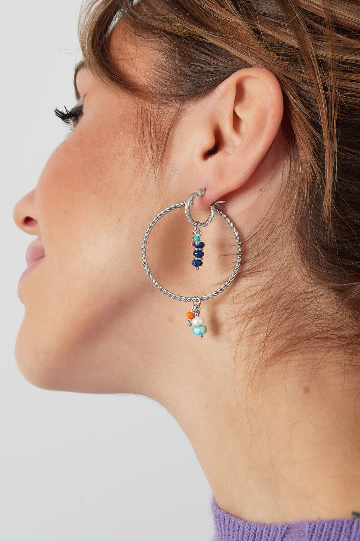 Earrings beads party blue - Gold color/blue Picture4