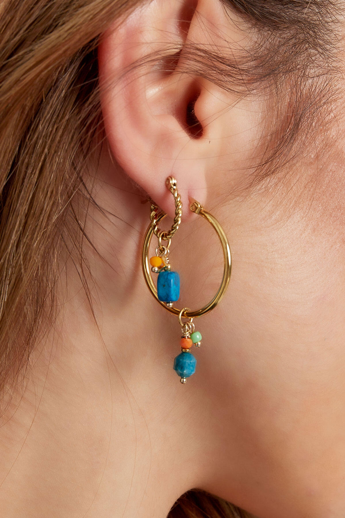 pendientes retorcidos piedra azul Imagen2