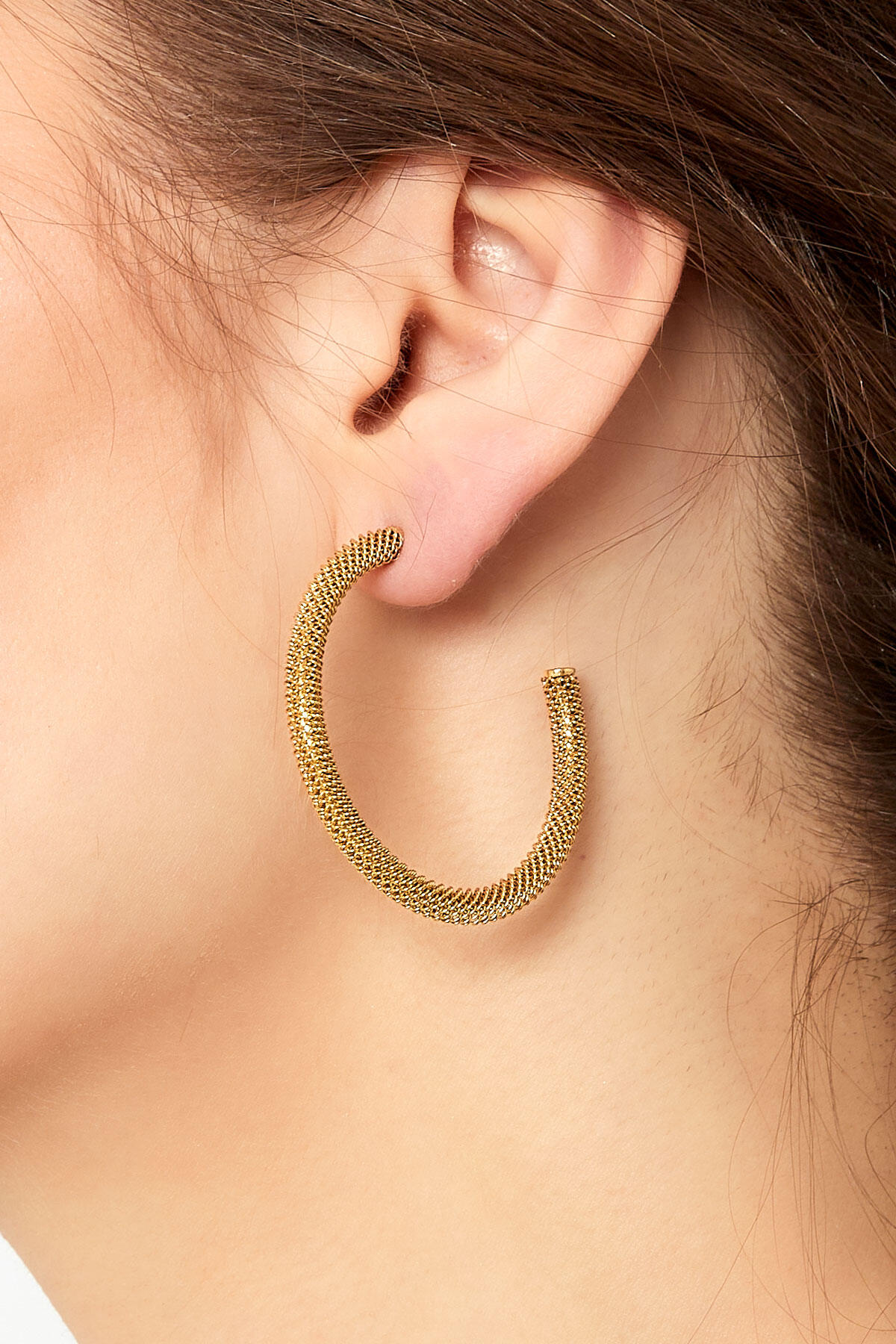 Boucles d'oreilles rondes avec imprimé - doré h5 Image3