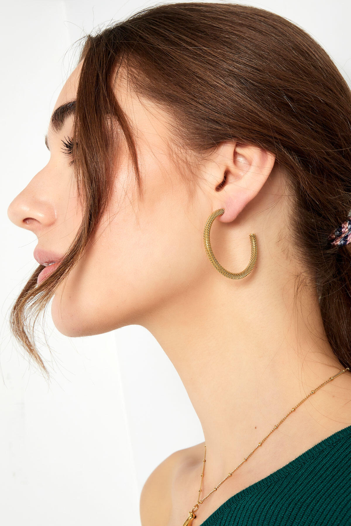 Boucles d'oreilles rondes avec imprimé - doré Image4
