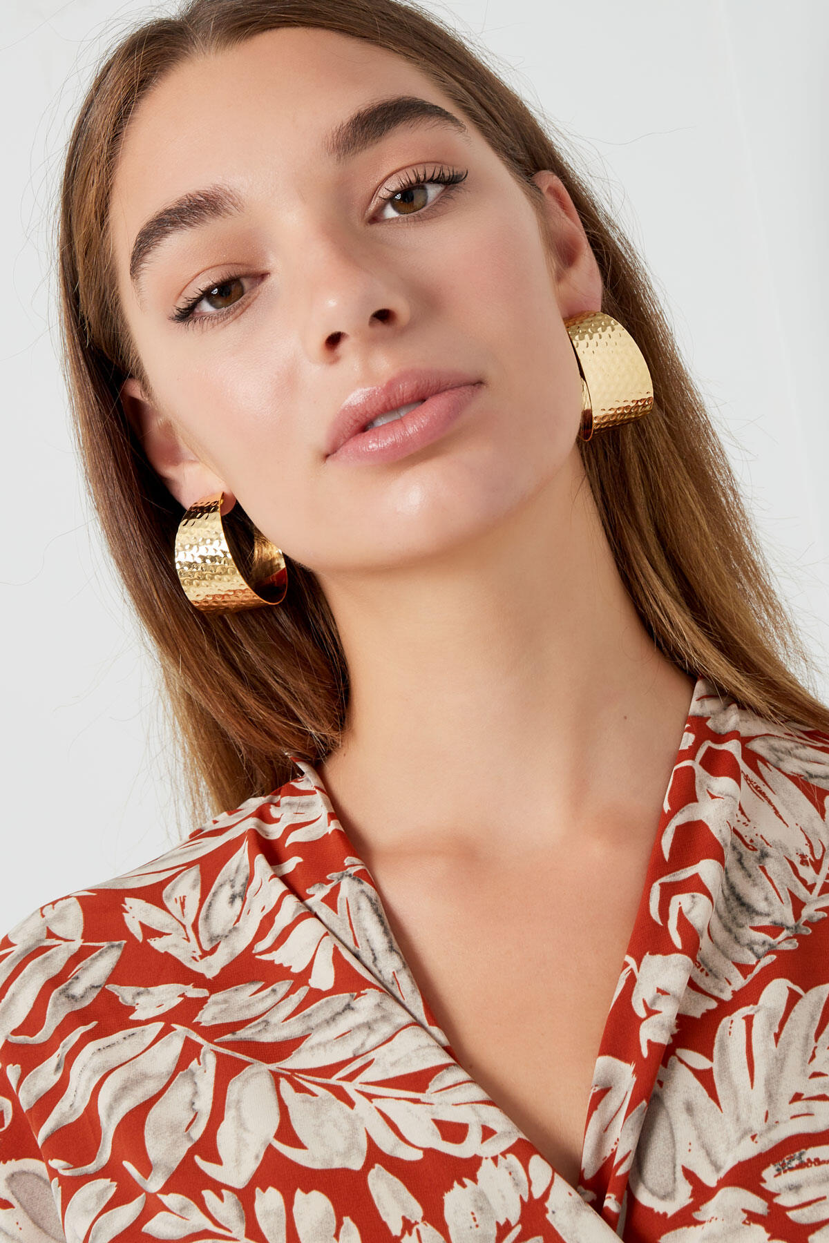 Earrings Round Print - Silver Color Color 2