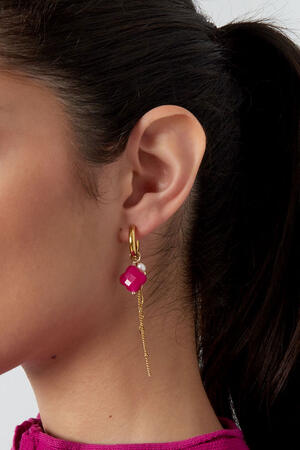 Pendientes trébol con cadenas - Color dorado/verde oliva h5 Imagen3