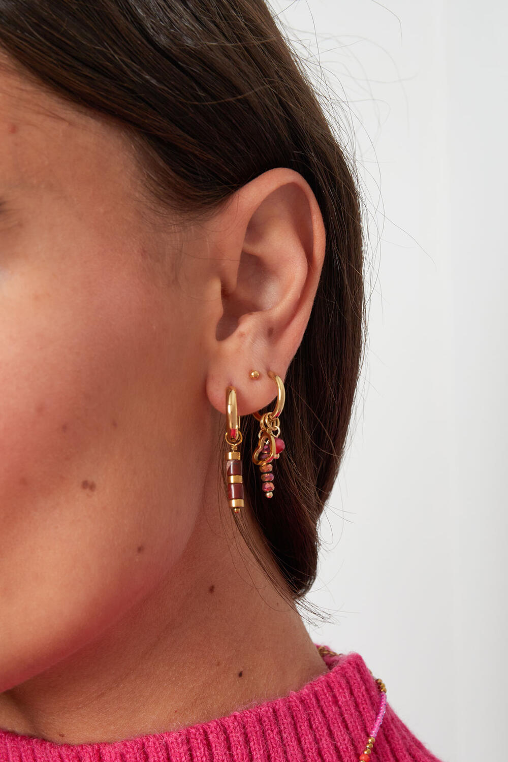 Earrings beads and Gold Color details - Gold Color/red h5Picture2