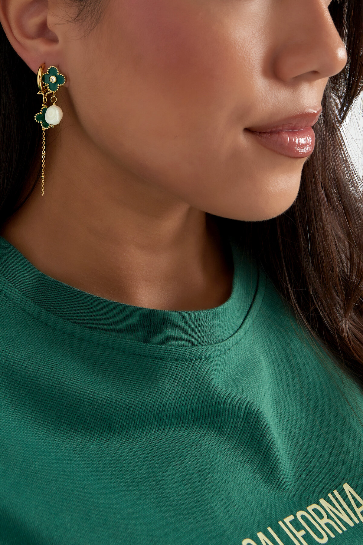 Pendientes especia elegante - Color dorado verde
