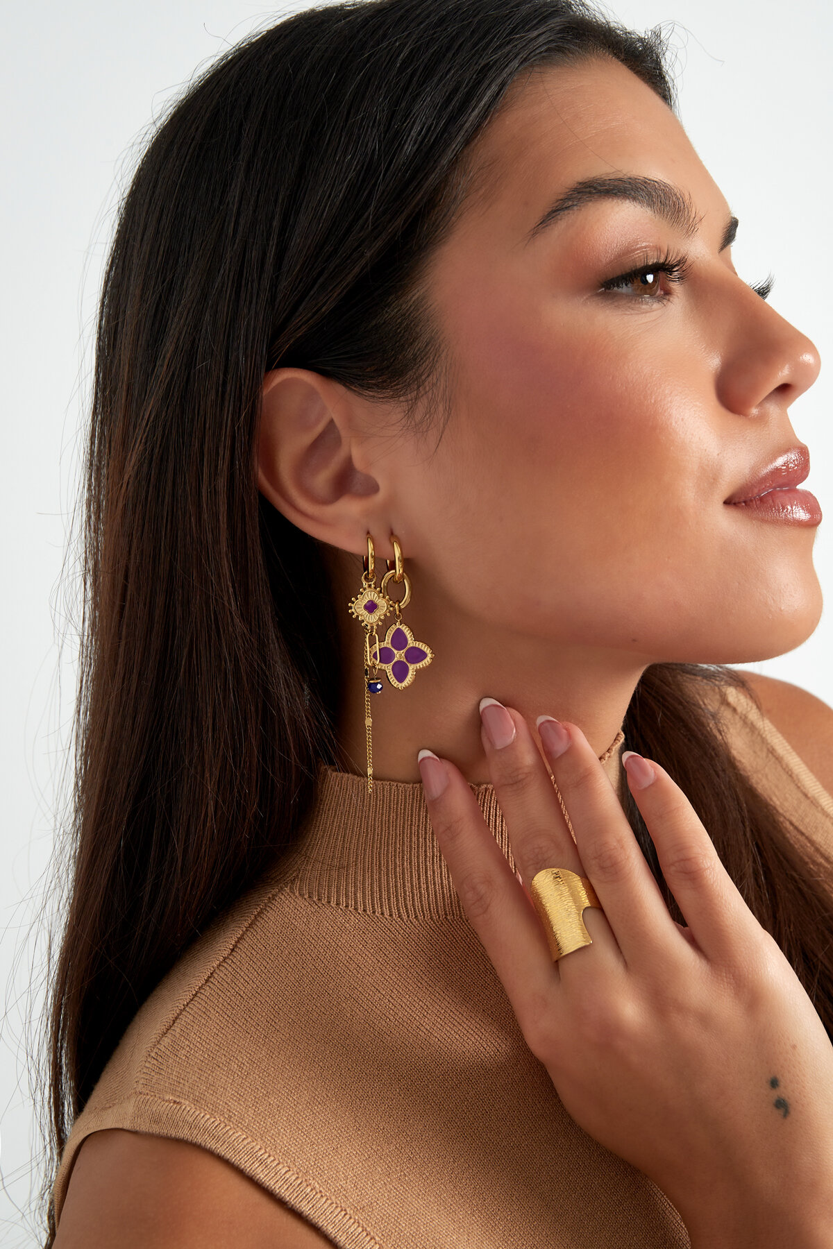 Boucles d'Couleur oreilles besoin de fleurs Image4