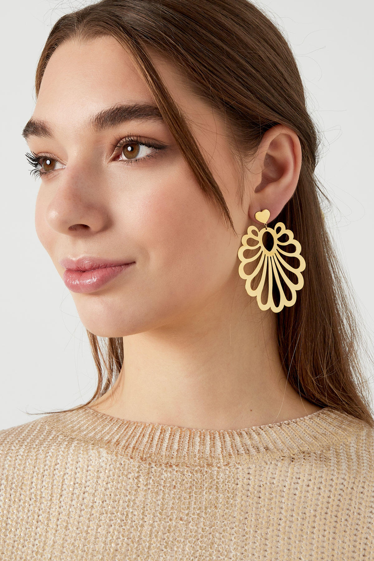 Earrings festive pattern - Silver Color color