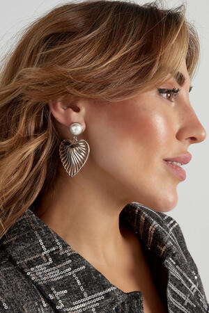 Boucles d'oreilles coeur avec perle - doré h5 Image4