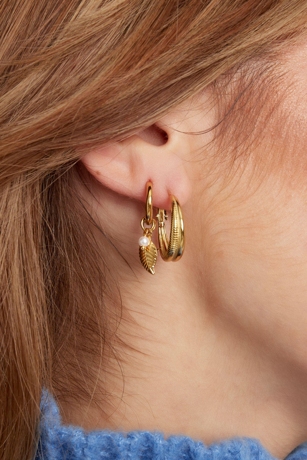 leaf earrings with pearls Picture3