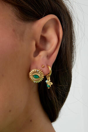 Pendientes piedra natural con detalle de serpiente - Color dorado verde h5 Imagen3