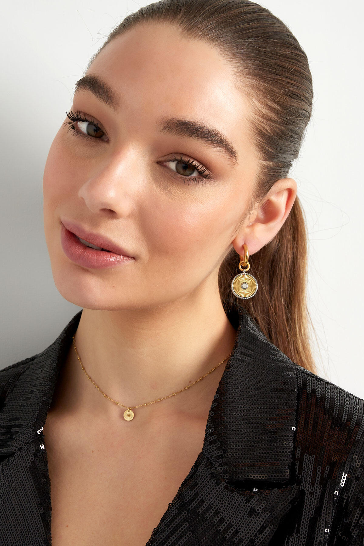 Orecchini rotondi - Colore oro/argento h5 Immagine4