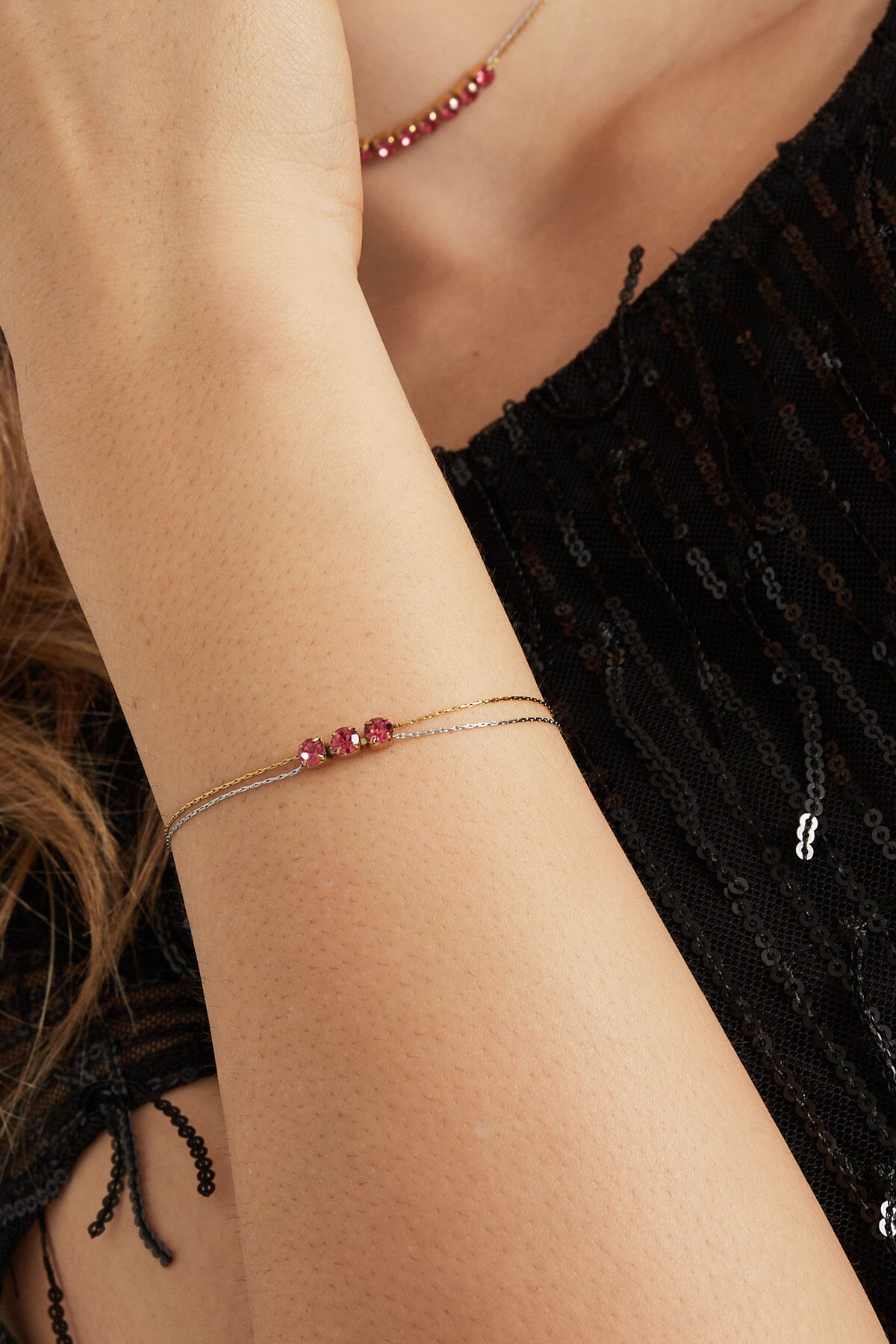 Bracelet Gold color/silver with stone Picture2